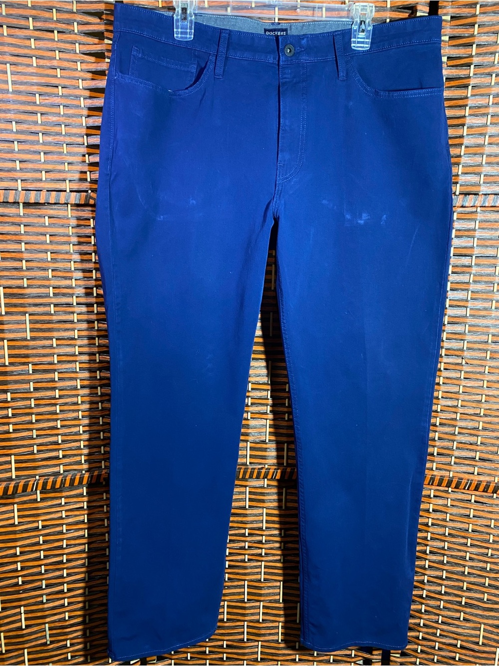 Dockers Straight Fit Blue Pants Mens Size W38 L30 Stretch Casual Career Pants